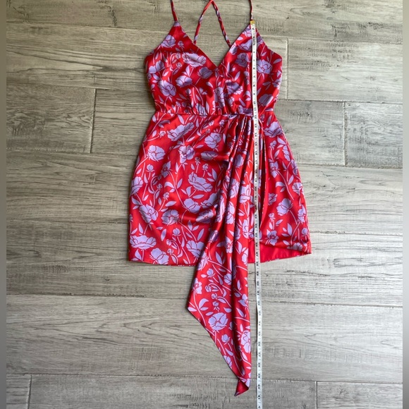 Lovers+ Friends Kamala Floral Print Mini Dress Red/Lilac Color Zipper Back SZ S - Picture 9 of 15